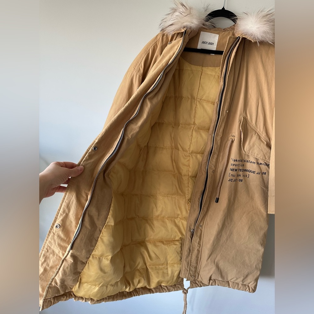 JUCY JUDY Beige Fur-Trimmed Women's Coat - Picture 8 of 14